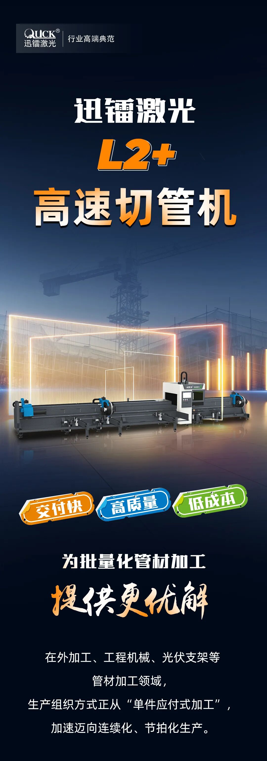 迅镭激光 L2+中管高速切管机震憾上市，切割更快 · 更稳 · 更省！(图1)
